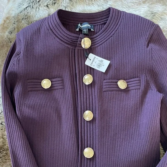 Express Deep Purple Sweater with Gold Accents - Picture 2 of 3